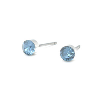Biba Plain Mini Dot Studs - Blue/Silver