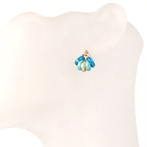 Aluminium Jewellery Stud Earrings - Blue/Gold