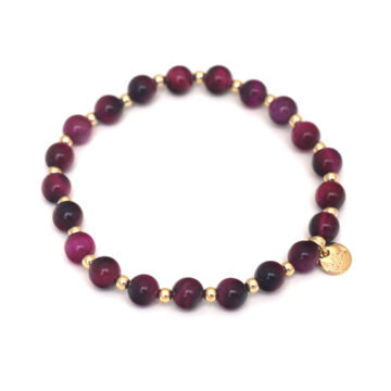 Biba Stone Bead Bracelet Col 27- Magenta/Gold