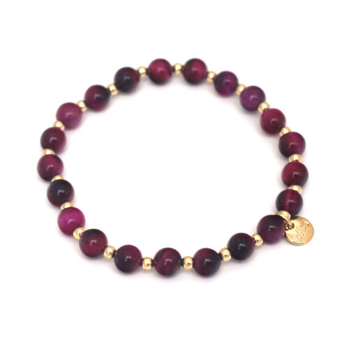 Biba Stone Bead Bracelet Col 27- Magenta/Gold
