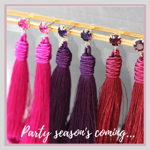 Biba Crystal and Tassel Earrings - Smoke - Image 2
