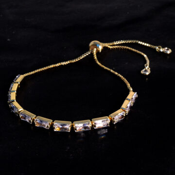 Adjustable Crystal Bracelet - Long Crystal/gold