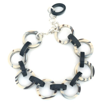 Cellulose Acetate Bette Bracelet - Black and White