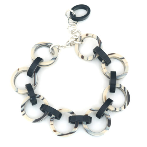 Cellulose Acetate Bette Bracelet - Black and White