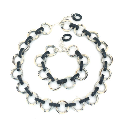 Cellulose Acetate Bette Necklace - Black and White - Image 2
