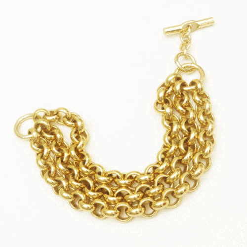Aluminium Jewellery Chain 2 Bracelet - Matt Gold - Image 4