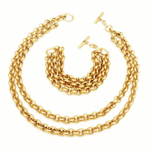 Aluminium Jewellery Chain 2 Bracelet - Matt Gold - Image 2