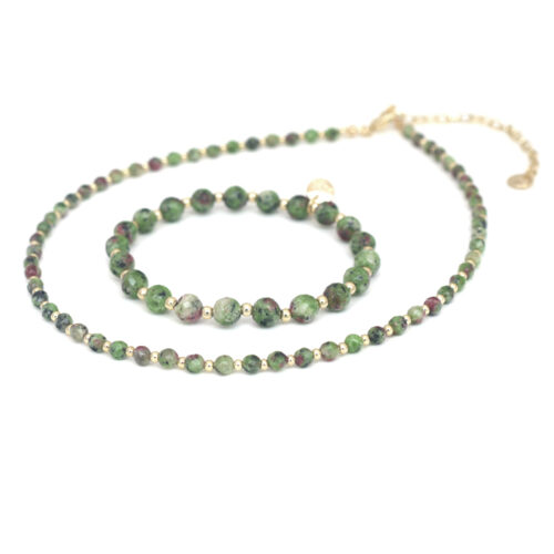 Biba Stone Bead Necklace - Spring Greens/Gold - Image 3