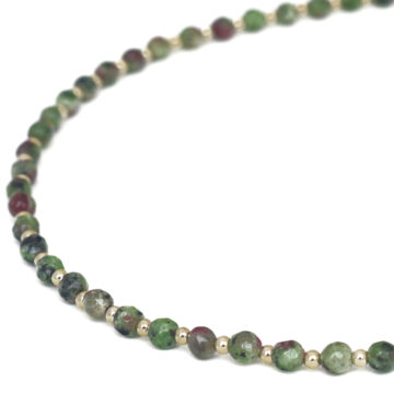 Biba Stone Bead Necklace - Spring Greens/Gold