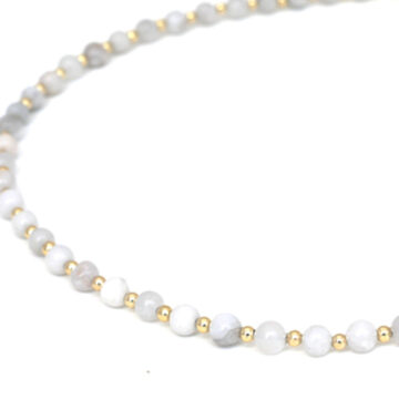 Biba Stone Bead Necklace - Whisper Grey/Gold