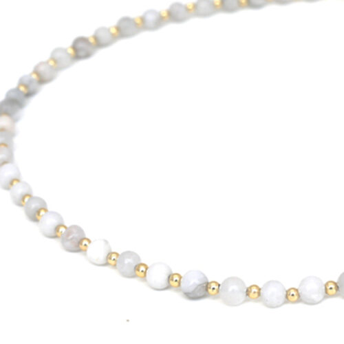 Biba Stone Bead Necklace - Whisper Grey/Gold