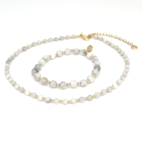 Biba Stone Bead Bracelet Whisper Grey/Gold - Image 3