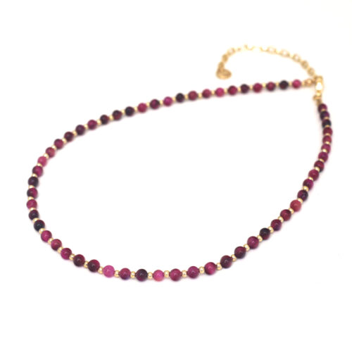 Biba Stone Bead Necklace - Magenta/Gold - Image 2