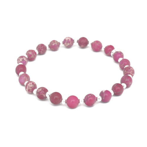 Biba Stone Bead Bracelet Hot Pink /Silver