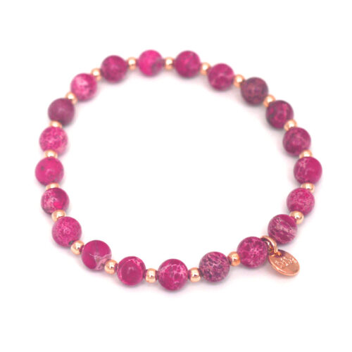 Biba Stone Bead Bracelet Hot Pink / Gold