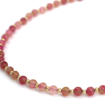 Biba Stone Bead Necklace - Light Rose Pink/Gold