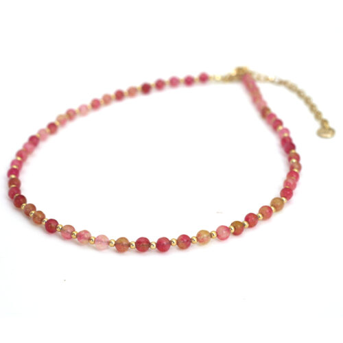 Biba Stone Bead Necklace - Light Rose Pink/Gold - Image 2