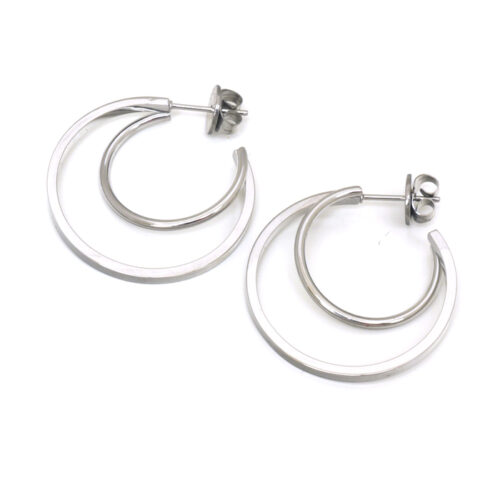 Anartxy Double Hoops - Rhodium