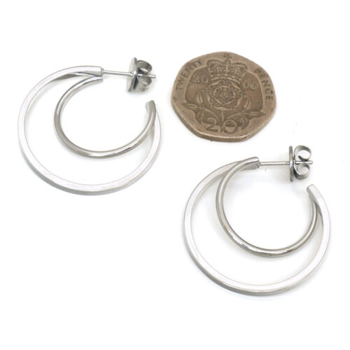 Anartxy Double Hoops - Rhodium - Image 2