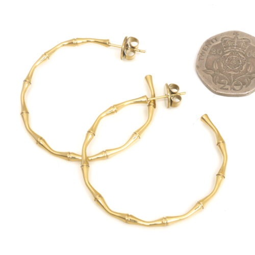 Anartxy Large Bamboo Hoops - Rhodium - Image 2