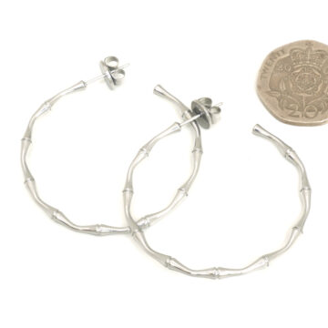 Anartxy Large Bamboo Hoops - Rhodium
