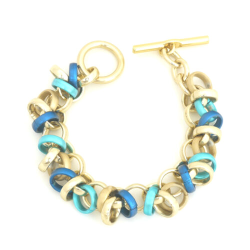 Aluminium Jewellery Chain 12 Bracelet ( Large Loop) - Blue / Gold