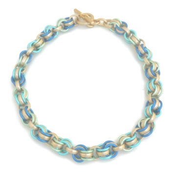 Aluminium Jewellery Chain 4 Necklace - New Gold / Marine