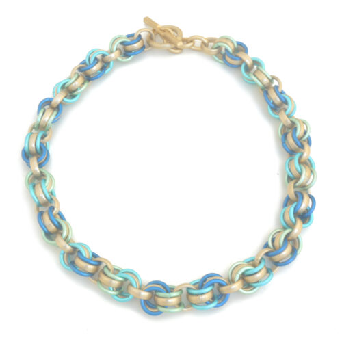 Aluminium Jewellery Chain 4 Necklace - New Gold / Marine