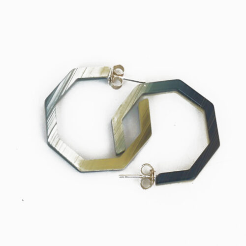 Cellulose Acetate Medium Octagonal Hoops - Bone - Image 2