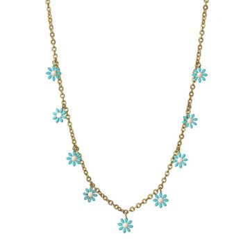 Anartxy Enamel Daisy Chain Necklace - Blue / Gold