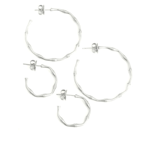 Anartxy 20mm Bamboo Hoops - Rhodium - Image 4