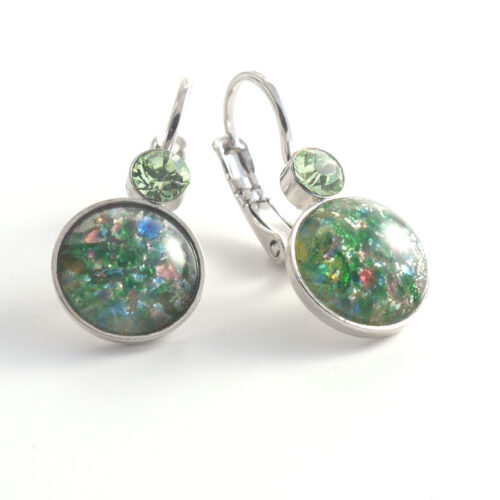 Bohemia Drop Earrings - Colour 14 (Mid-green) / silver