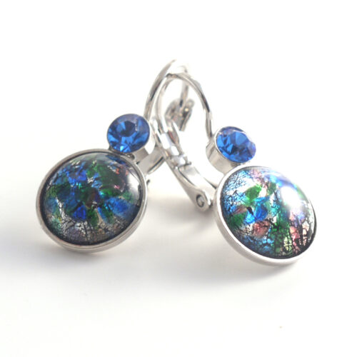 Bohemia Drop Earrings - Colour 17 (Multi-blue) / silver