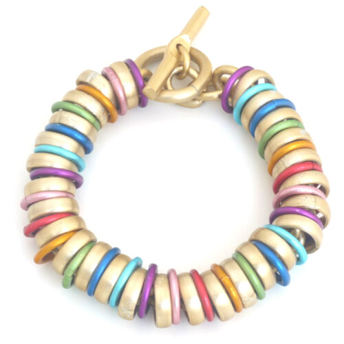 Aluminium Jewellery RRG Necklace (Large Tube) - Multicolour/Matt Gold - Image 3