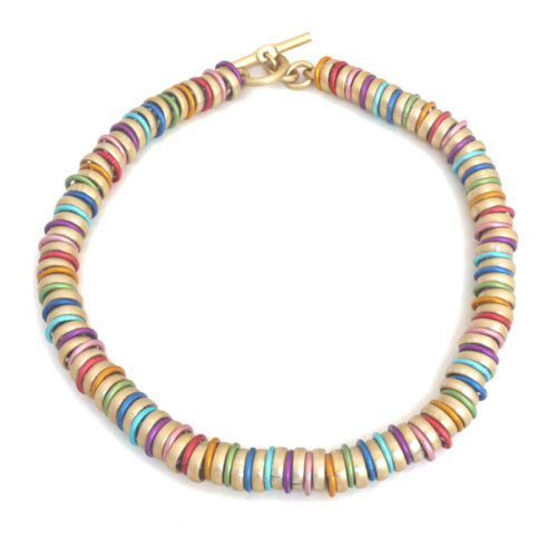 Aluminium Jewellery RRG Necklace (Large Tube) - Multicolour/Matt Gold