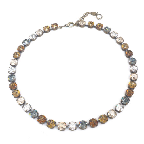 Crystal Necklace - Grey-Brown Mix /  Gold