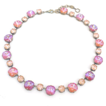 Large Swarovski Crystal Necklace - Multi Orange Delite Mix / Silver