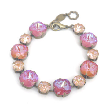 Large Swarovski Crystal Bracelet - Lotus Pink Mix / Silver