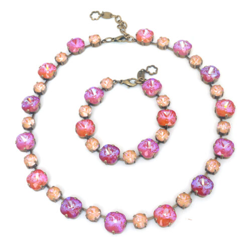 Large Swarovski Crystal Bracelet - Lotus Pink Mix / Silver - Image 4