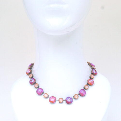 Large Swarovski Crystal Bracelet - Lotus Pink Mix / Silver - Image 3