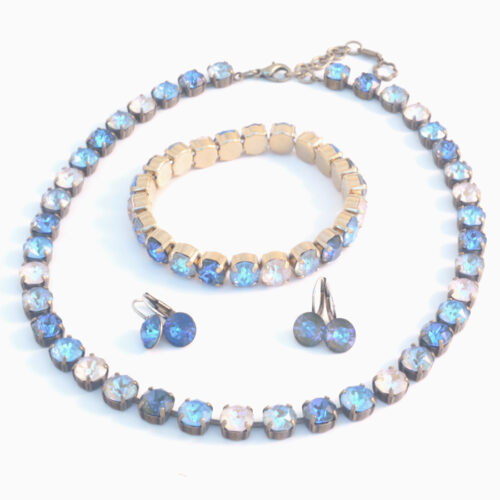 Swarovski Crystal Necklace - Serene Ocean /  Gold - Image 2