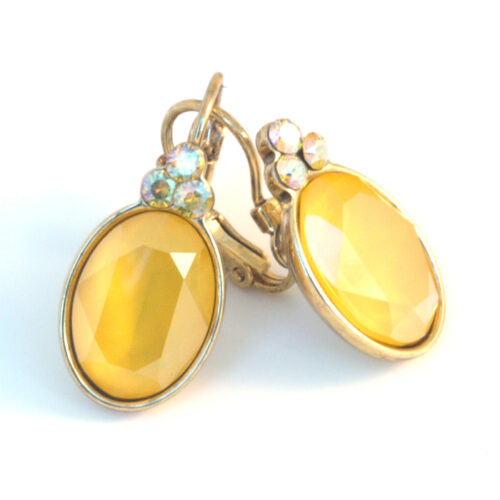 Biba Large Oval Drop Earrings - Buttercup/Gold