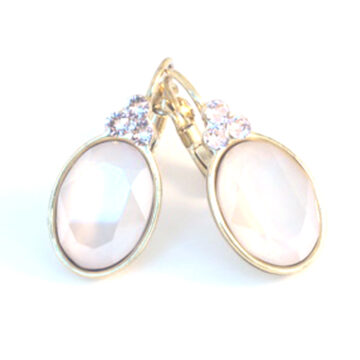 Biba Large Oval Drop Earrings - Cream/Gold