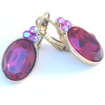 Biba Large Oval Drop Earrings - Scarlet/Gold