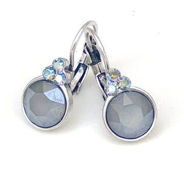 Biba Small Round Drop Earrings - Deep Grey/Silver