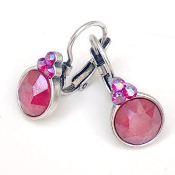 Biba Small Round Drop Earrings - Red/Silver