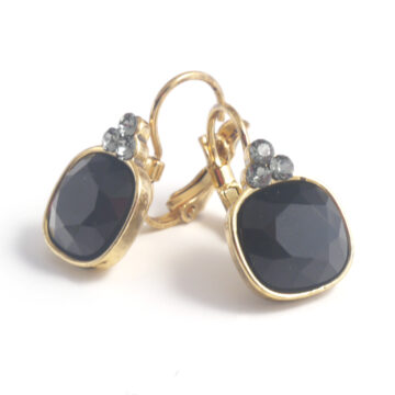 Biba Square Drop Earrings - Jet/Gold