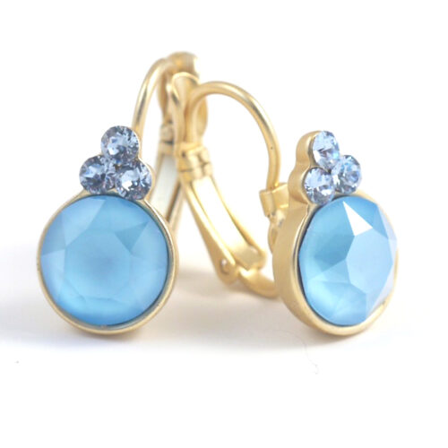 Biba Small Round Drop Earrings - Sky Blue/Gold