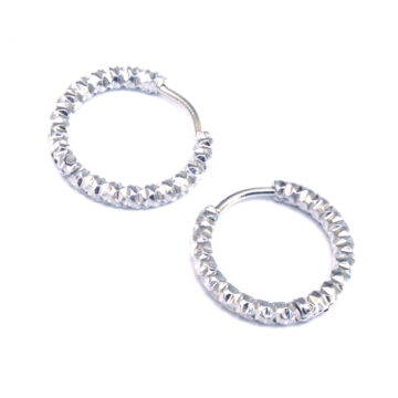 12mm Crepe-finish Hoops - Rhodium