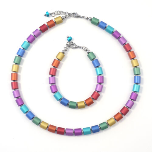 Mooi Cylinder Bead Aluminium Bracelet - Multicolour - Image 2